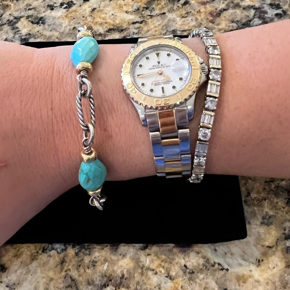 Rare David Yurman Two Toned Turquoise Chain Bracelet - Picture 3 of 5